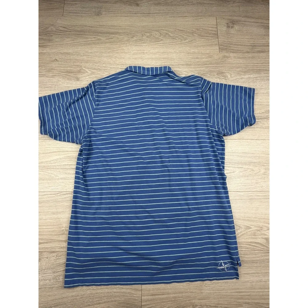 B. Draddy Mens Blue Striped Pima Cotton Stretch Golf Polo Shirt Size‎ Large
